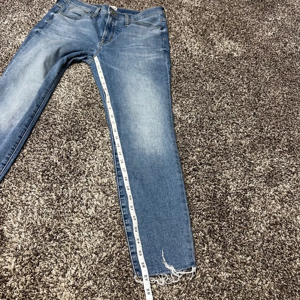 J.Crew 9" Toothpick High Rise Skinny Jeans Medium Wash Raw Hem Size 30 - Picture 8 of 10